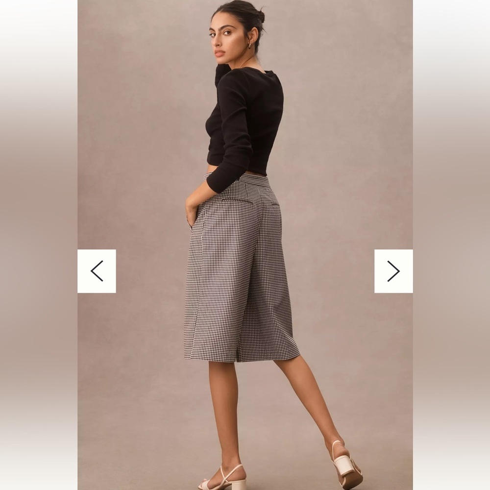 NWT Maeve Tailored Culotte Shorts Houndstooth Black White Size 8 - Picture 3 of 15